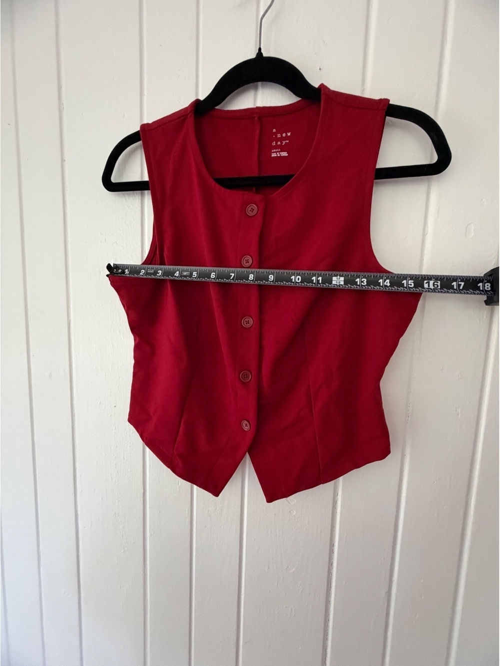 A New Day Women's Red Button-Up Vest Size Small Rayon Blend - Picture 5 of 6